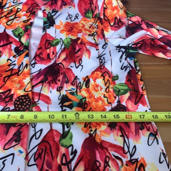 Pure Essence Spring Summer Jacket, Bright Floral, 3/4 Sleeve, Stretch - Picture 8 of 12